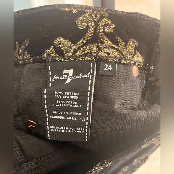 Velvet Stamped Gold Baroque print jeans, 7 For All Mankind - Picture 9 of 12
